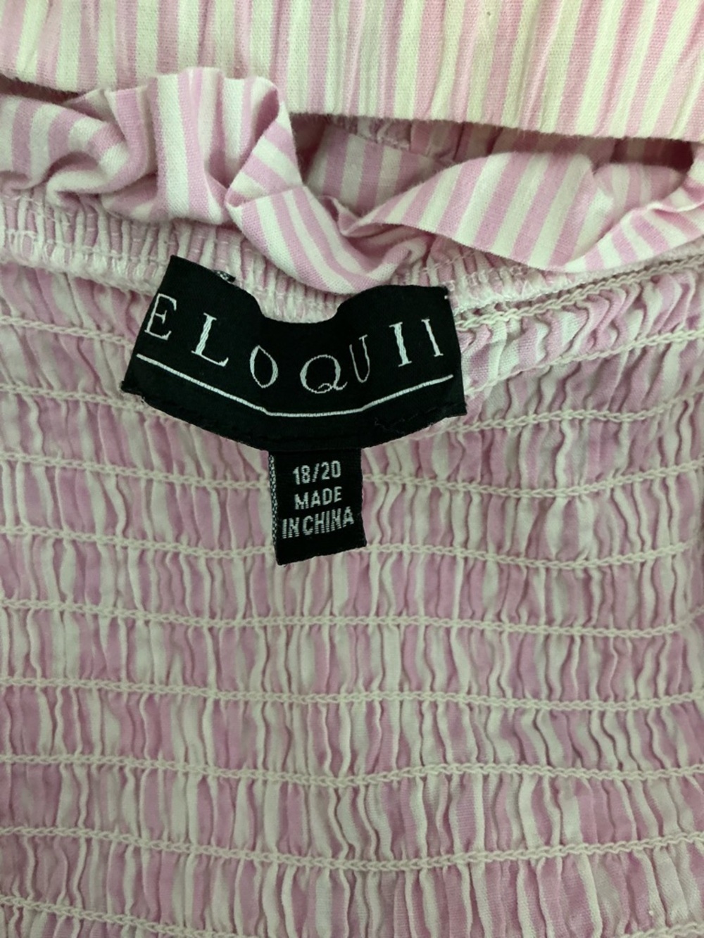 ELOQUII Pink Striped Smocked Midi Sundress Coquette Size 18/20 - Picture 6 of 7